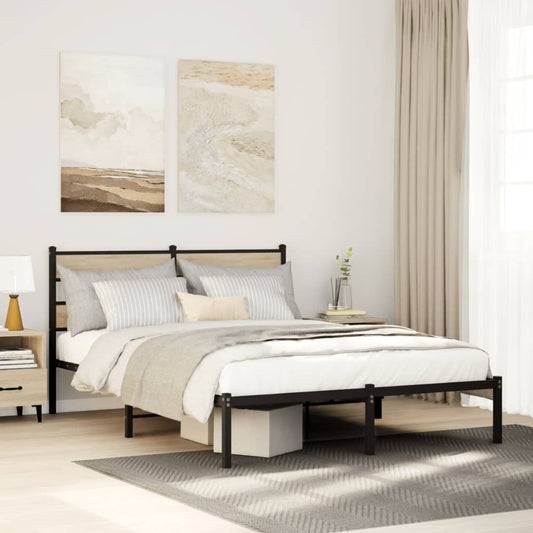 vidaXL Metal Bed Frame without Mattress Sonoma Oak 160x200 cm