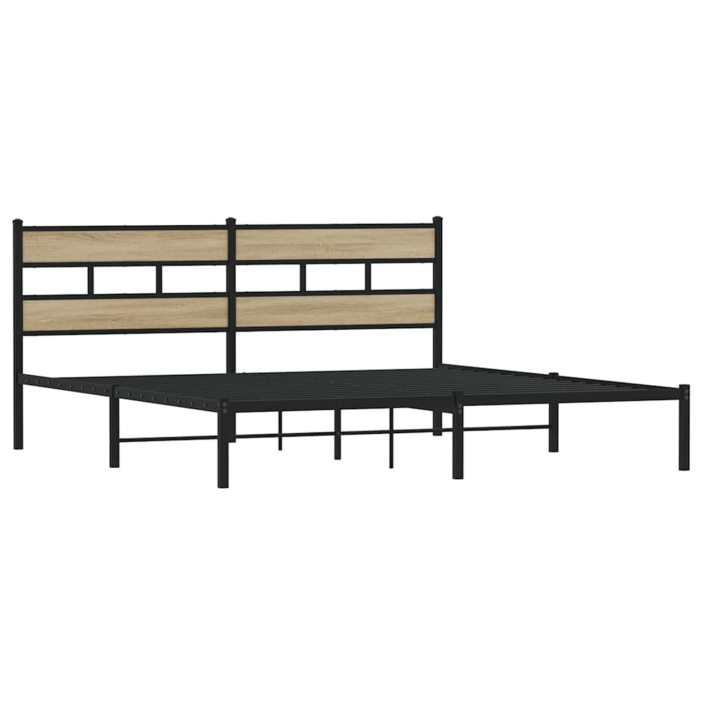 vidaXL Metal Bed Frame without Mattress Sonoma Oak 180x200 cm Super King