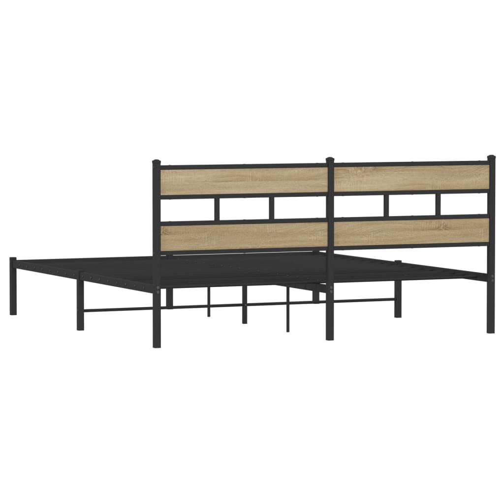 vidaXL Metal Bed Frame without Mattress Sonoma Oak 180x200 cm Super King
