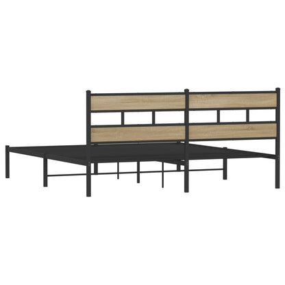 vidaXL Metal Bed Frame without Mattress Sonoma Oak 180x200 cm Super King