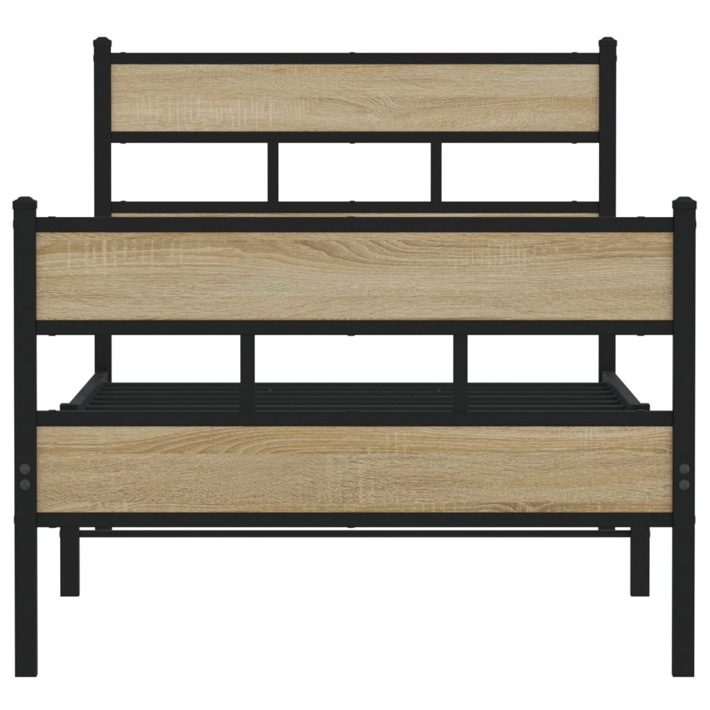 vidaXL Metal Bed Frame without Mattress Sonoma Oak 80x200 cm