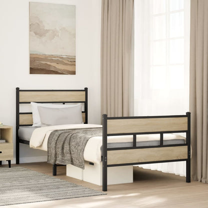 vidaXL Metal Bed Frame without Mattress Sonoma Oak 80x200 cm