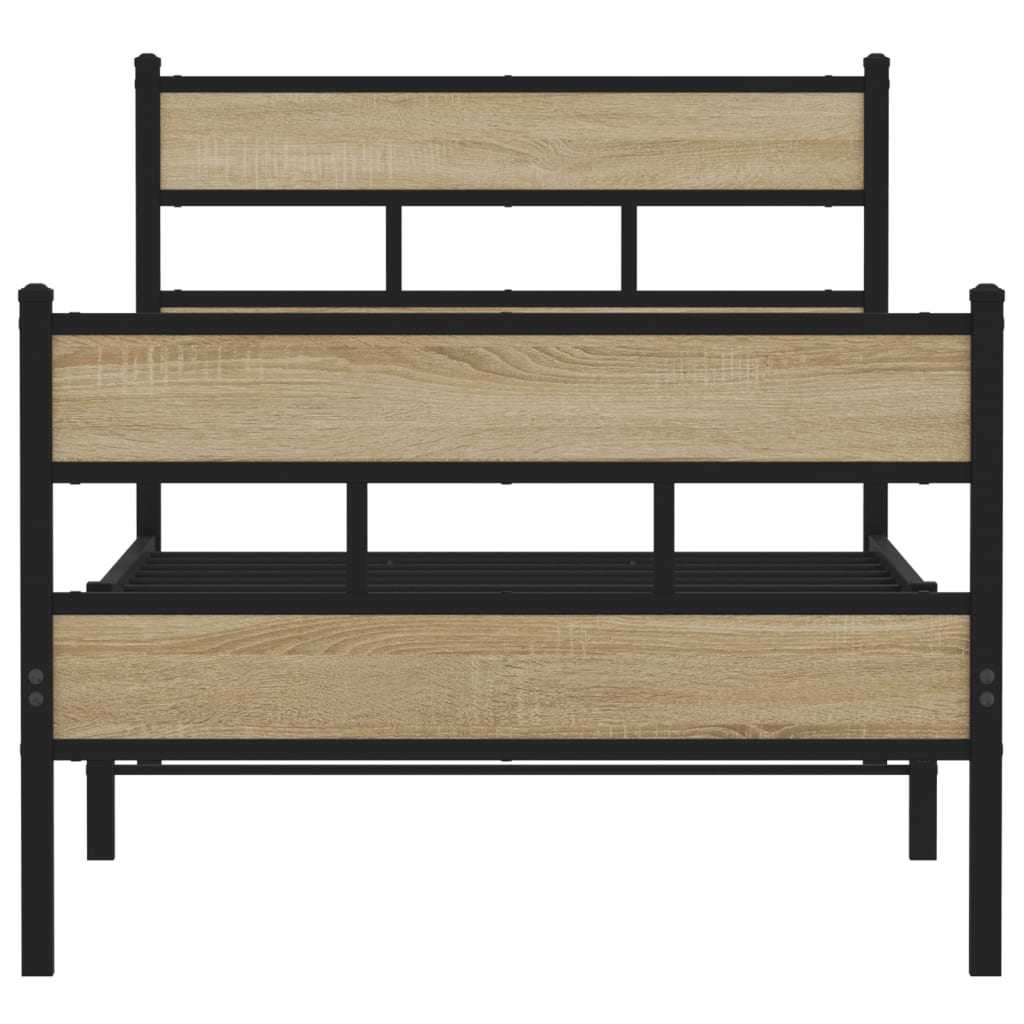 vidaXL Metal Bed Frame without Mattress Sonoma Oak 90x190 cm Single
