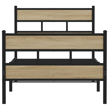 vidaXL Metal Bed Frame without Mattress Sonoma Oak 90x190 cm Single
