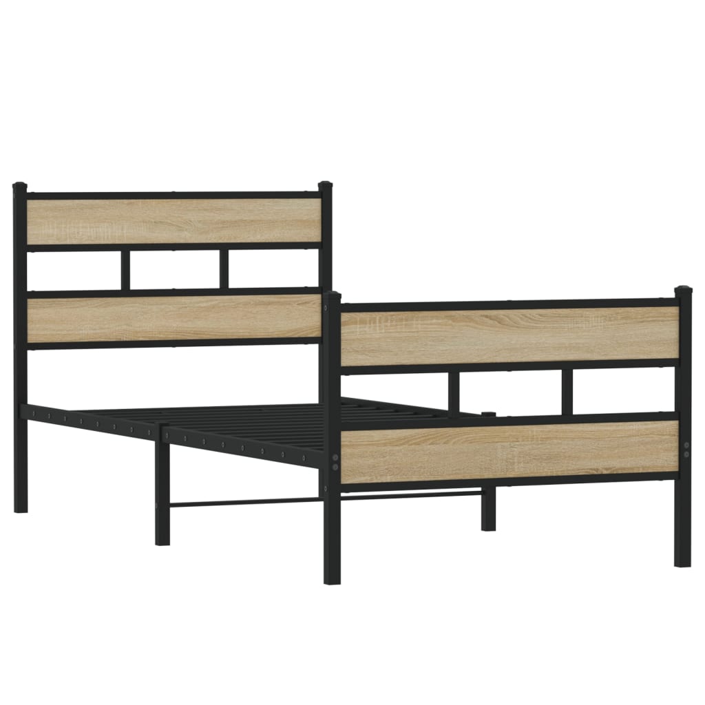 vidaXL Metal Bed Frame without Mattress Sonoma Oak 90x200 cm