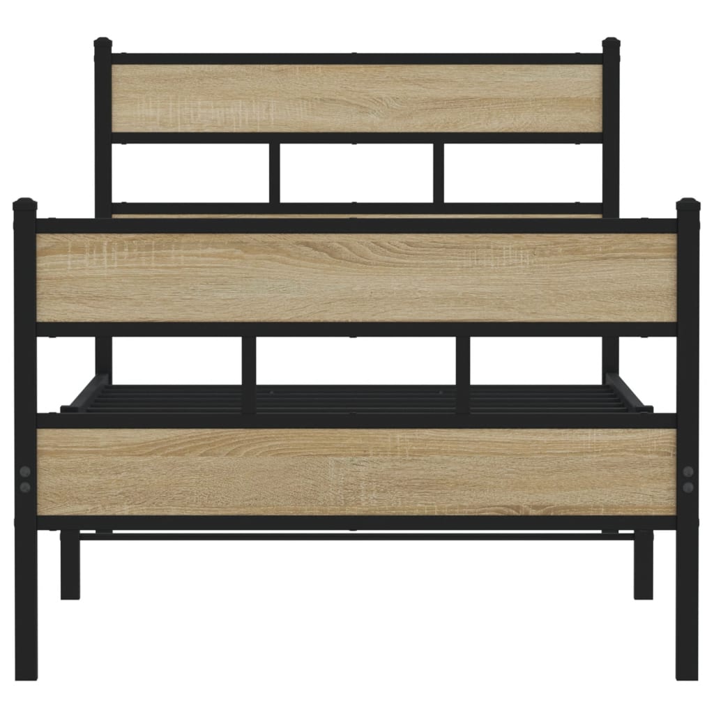 vidaXL Metal Bed Frame without Mattress Sonoma Oak 90x200 cm