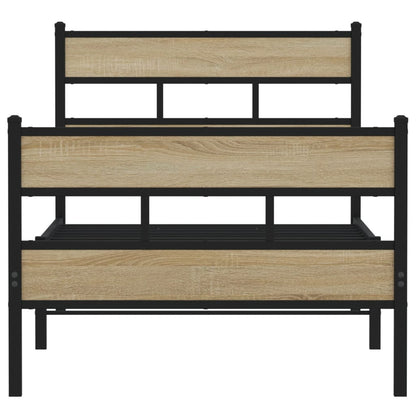 vidaXL Metal Bed Frame without Mattress Sonoma Oak 90x200 cm