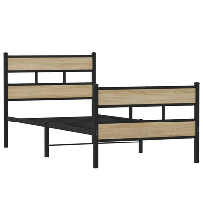 vidaXL Metal Bed Frame without Mattress Sonoma Oak 107x203 cm
