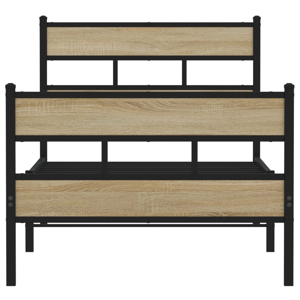 vidaXL Metal Bed Frame without Mattress Sonoma Oak 107x203 cm