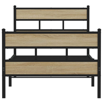 vidaXL Metal Bed Frame without Mattress Sonoma Oak 107x203 cm