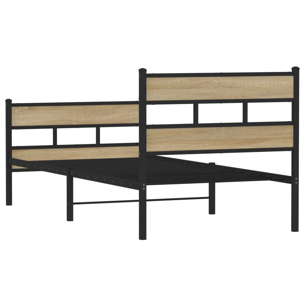 vidaXL Metal Bed Frame without Mattress Sonoma Oak 107x203 cm