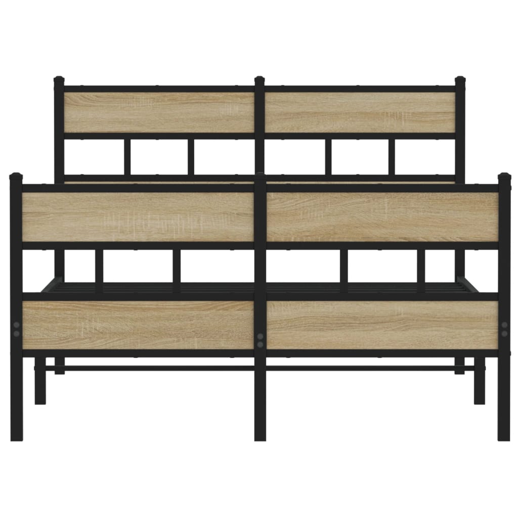 vidaXL Metal Bed Frame without Mattress Sonoma Oak 120x190 cm Small Double
