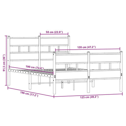 vidaXL Metal Bed Frame without Mattress Sonoma Oak 120x190 cm Small Double