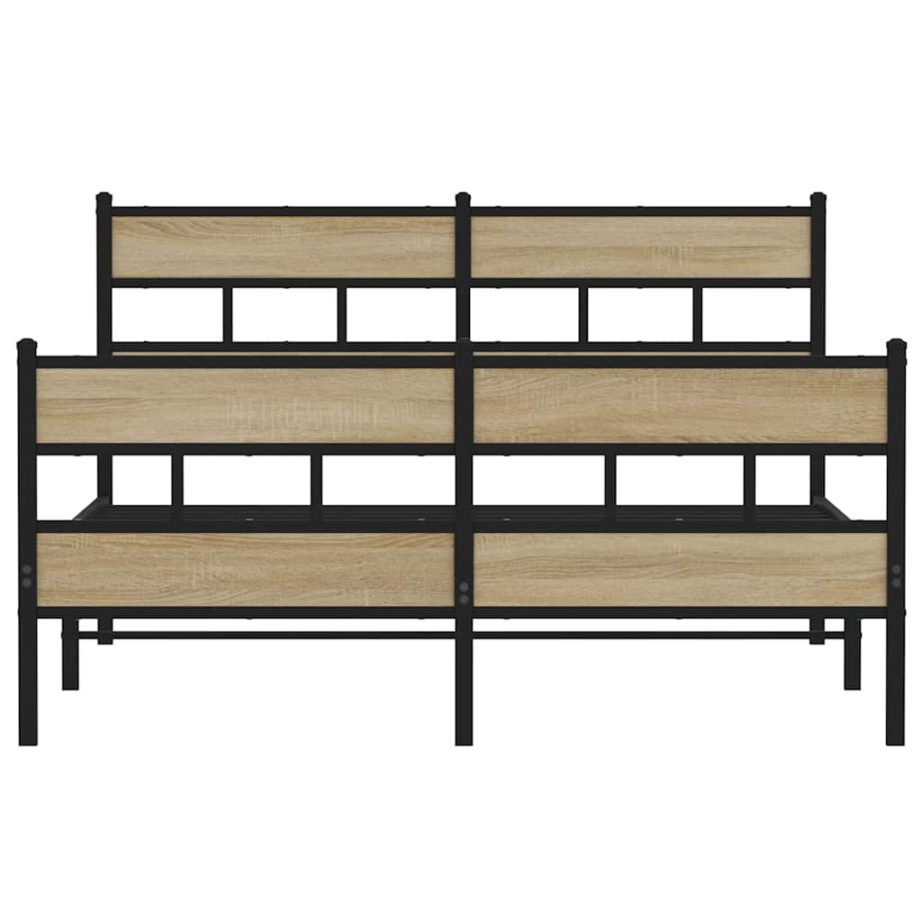 vidaXL Metal Bed Frame without Mattress Sonoma Oak 135x190 cm Double