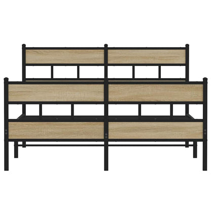 vidaXL Metal Bed Frame without Mattress Sonoma Oak 135x190 cm Double