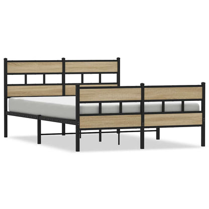vidaXL Metal Bed Frame without Mattress Sonoma Oak 140x190 cm