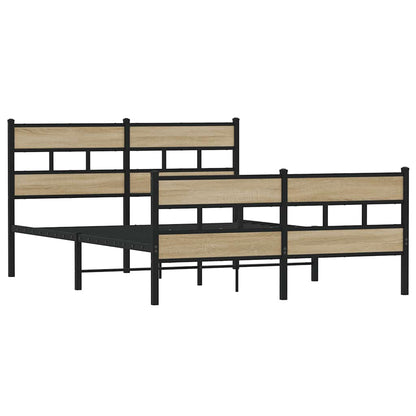 vidaXL Metal Bed Frame without Mattress Sonoma Oak 140x190 cm