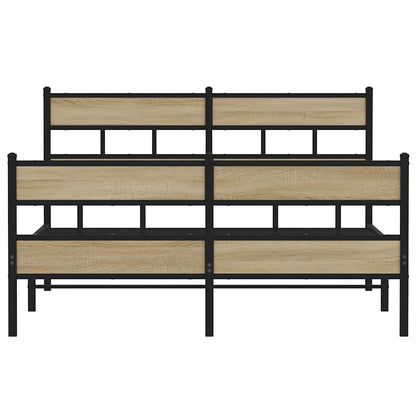 vidaXL Metal Bed Frame without Mattress Sonoma Oak 140x190 cm