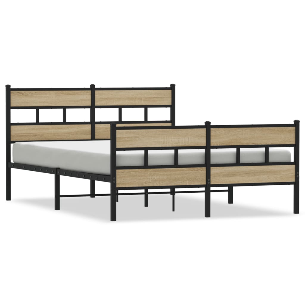 vidaXL Metal Bed Frame without Mattress Sonoma Oak 140x200 cm