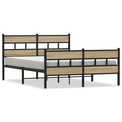 vidaXL Metal Bed Frame without Mattress Sonoma Oak 140x200 cm