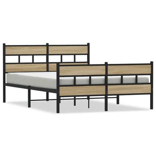 vidaXL Metal Bed Frame without Mattress Sonoma Oak 140x200 cm