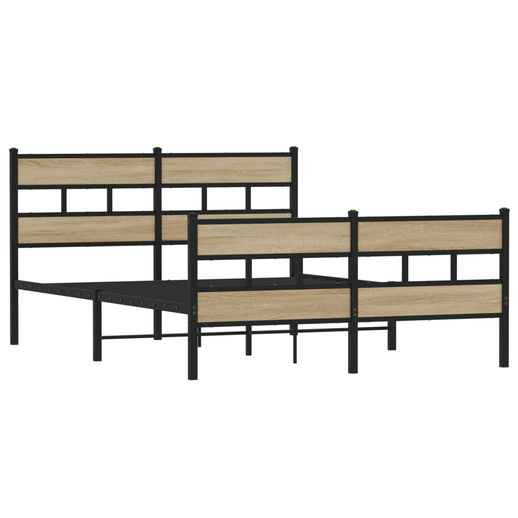 vidaXL Metal Bed Frame without Mattress Sonoma Oak 140x200 cm