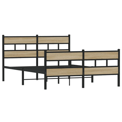 vidaXL Metal Bed Frame without Mattress Sonoma Oak 140x200 cm