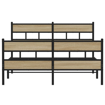 vidaXL Metal Bed Frame without Mattress Sonoma Oak 140x200 cm