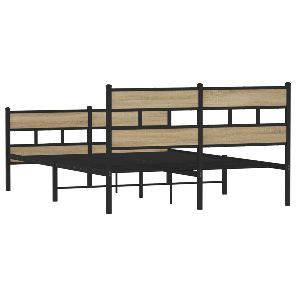 vidaXL Metal Bed Frame without Mattress Sonoma Oak 140x200 cm