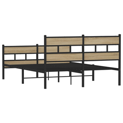 vidaXL Metal Bed Frame without Mattress Sonoma Oak 140x200 cm