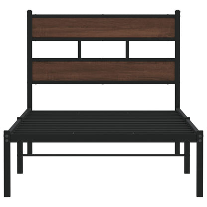 vidaXL Bed Frame without Mattress with Headboard Brown Oak 80x200 cm
