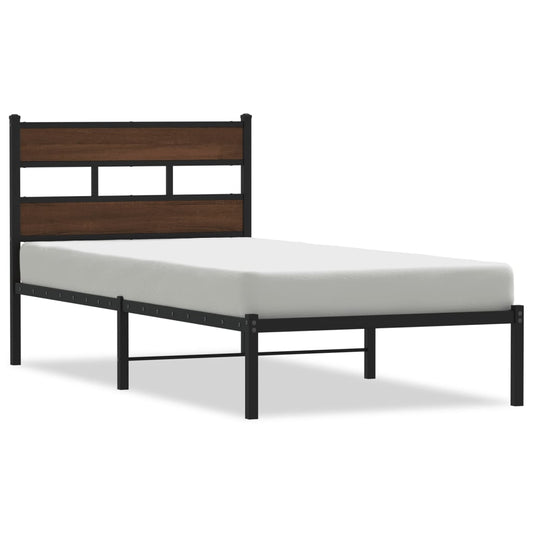 vidaXL Bed Frame without Mattress with Headboard Brown Oak 90x190 cm Single
