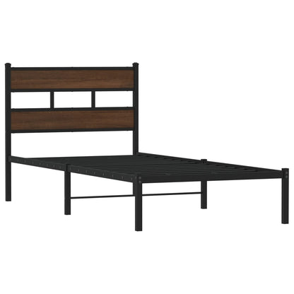 vidaXL Bed Frame without Mattress with Headboard Brown Oak 90x200 cm