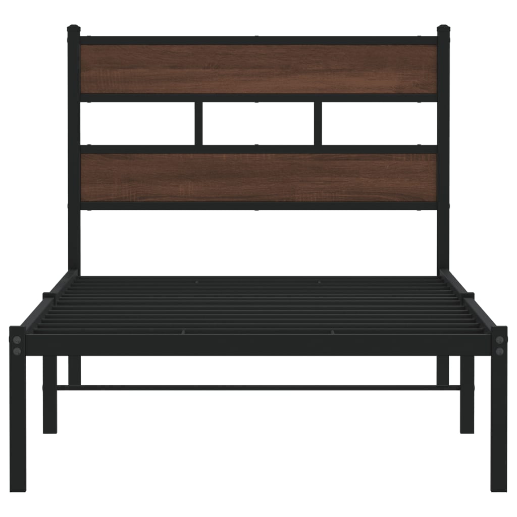 vidaXL Bed Frame without Mattress with Headboard Brown Oak 90x200 cm