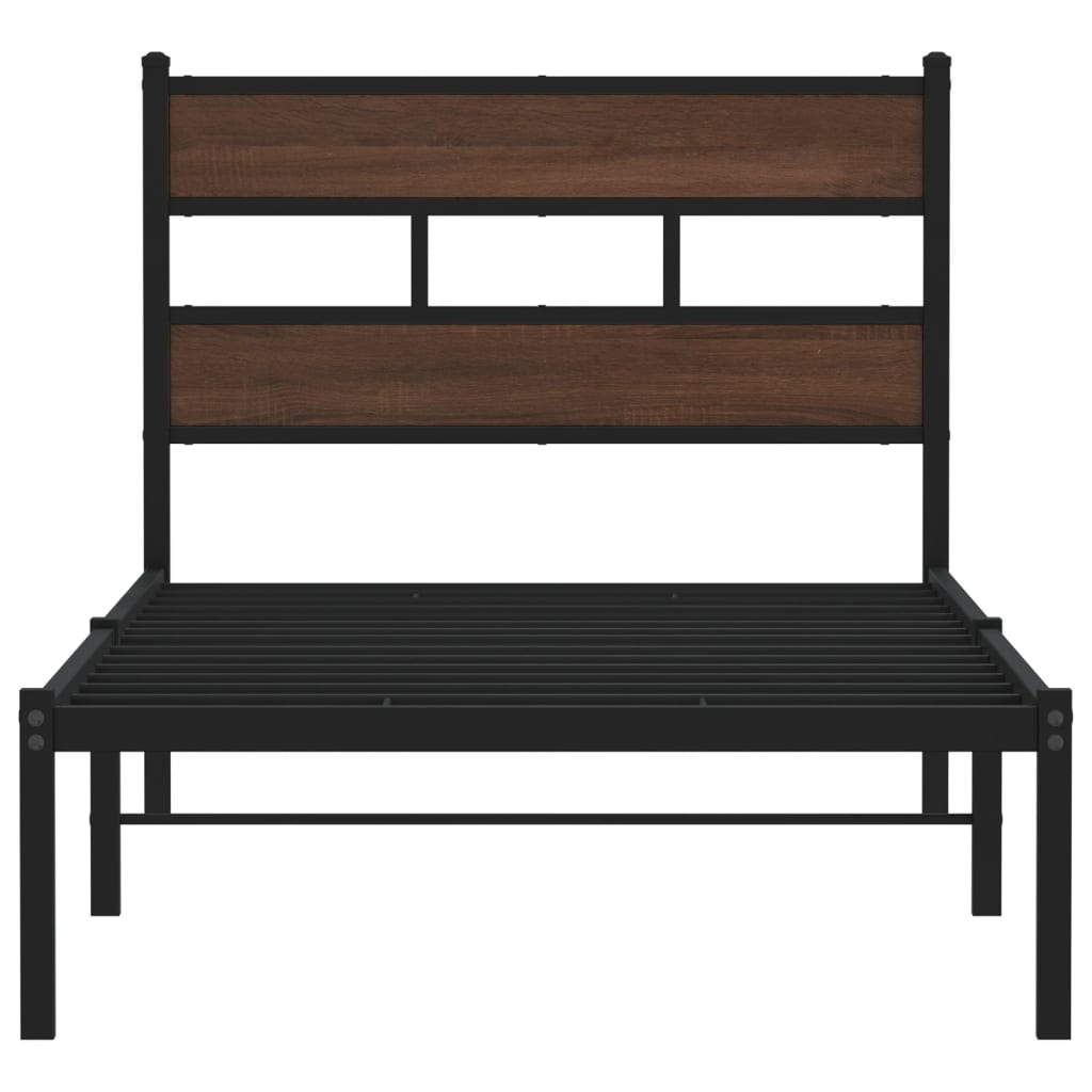 vidaXL Bed Frame without Mattress with Headboard Brown Oak 100x190 cm