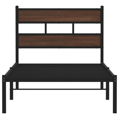 vidaXL Bed Frame without Mattress with Headboard Brown Oak 100x190 cm
