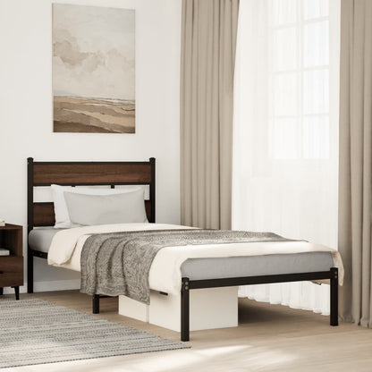 vidaXL Bed Frame without Mattress with Headboard Brown Oak 100x190 cm