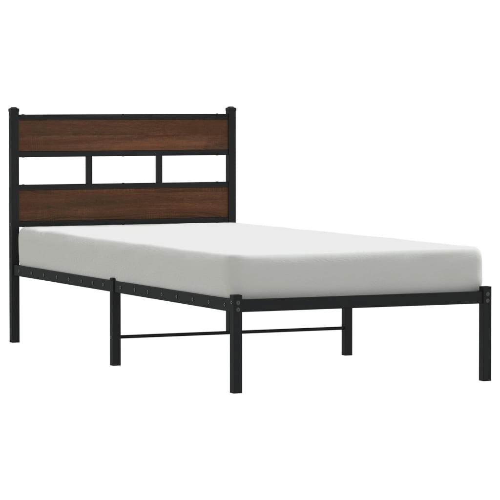 vidaXL Bed Frame without Mattress with Headboard Brown Oak 100x200 cm