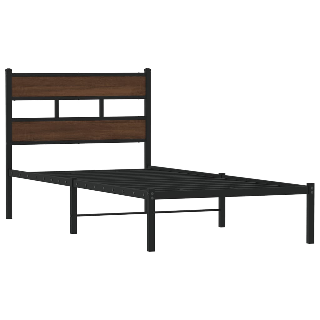 vidaXL Bed Frame without Mattress with Headboard Brown Oak 100x200 cm