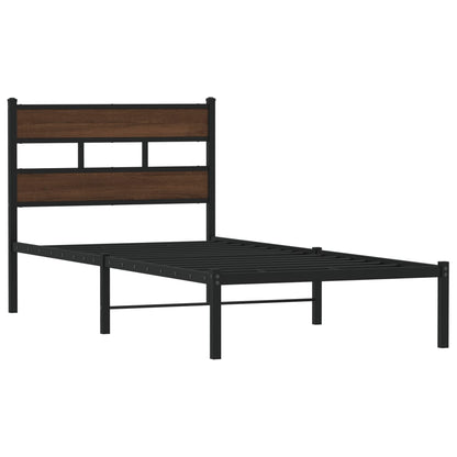 vidaXL Bed Frame without Mattress with Headboard Brown Oak 100x200 cm