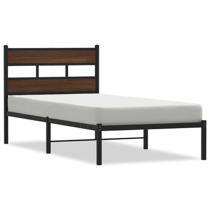 vidaXL Bed Frame without Mattress with Headboard Brown Oak 107x203 cm