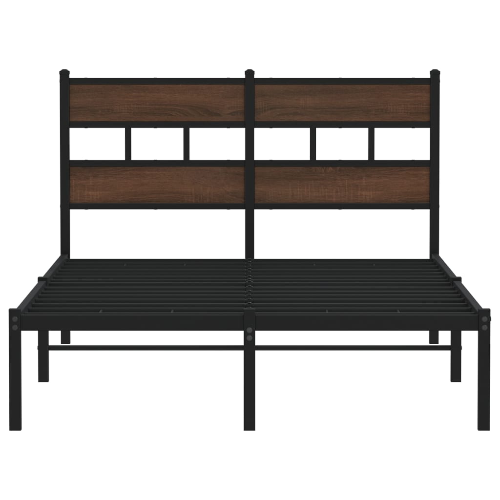 vidaXL Bed Frame without Mattress with Headboard Brown Oak 120x200 cm