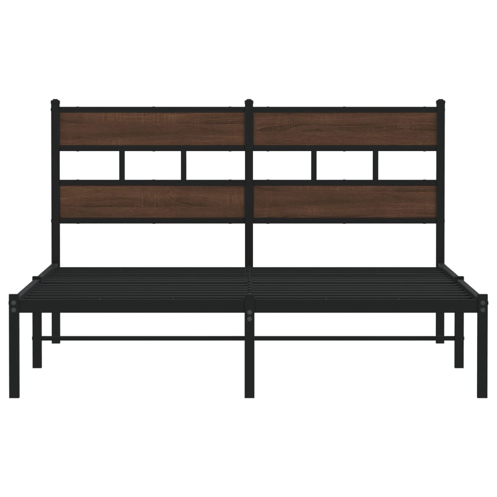 vidaXL Bed Frame without Mattress with Headboard Brown Oak 137x190 cm