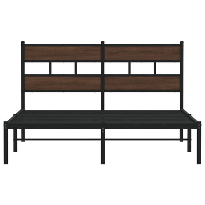 vidaXL Bed Frame without Mattress with Headboard Brown Oak 137x190 cm