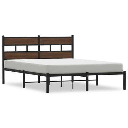 vidaXL Bed Frame without Mattress with Headboard Brown Oak 140x190 cm
