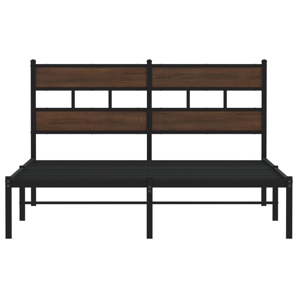 vidaXL Bed Frame without Mattress with Headboard Brown Oak 140x190 cm