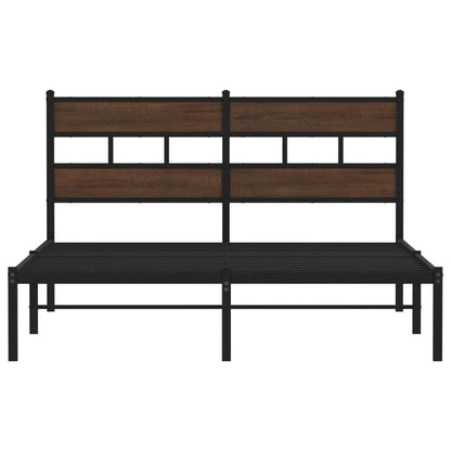 vidaXL Bed Frame without Mattress with Headboard Brown Oak 140x190 cm