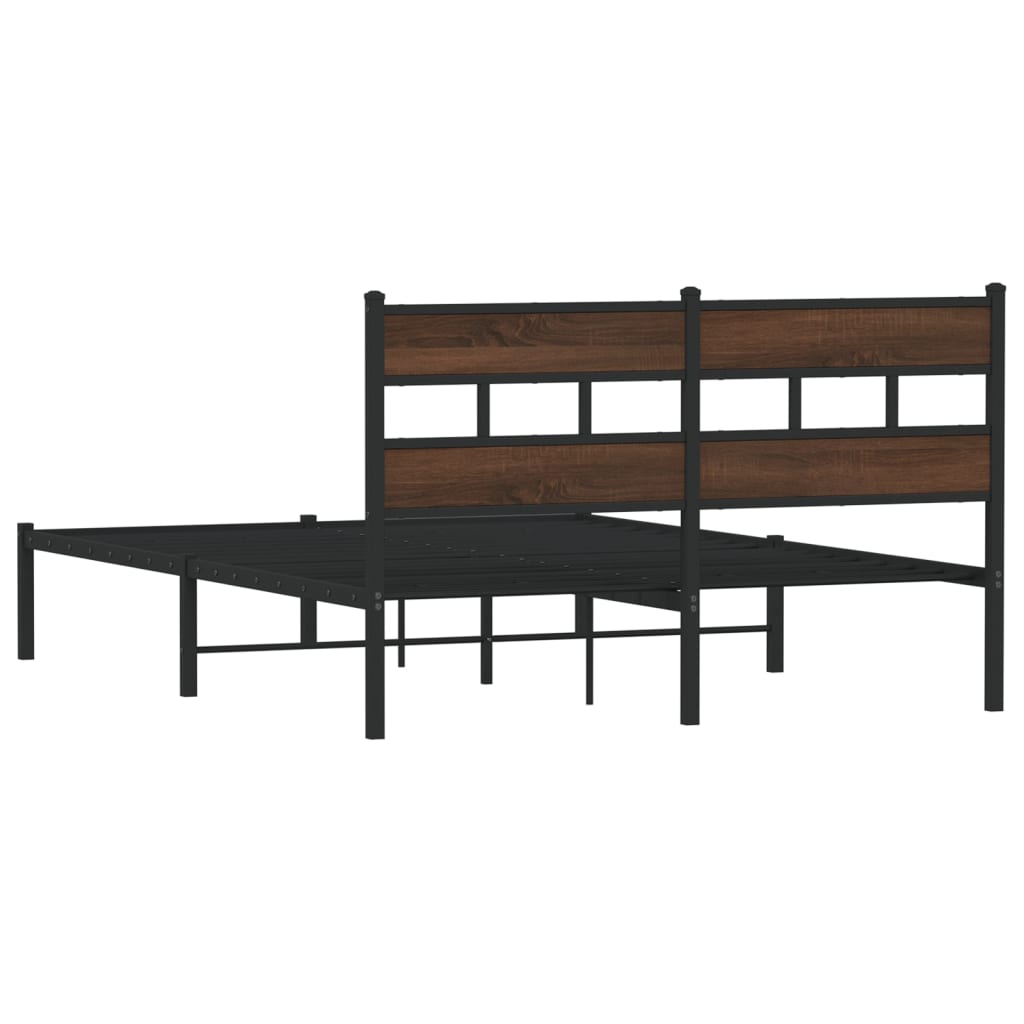 vidaXL Bed Frame without Mattress with Headboard Brown Oak 140x190 cm