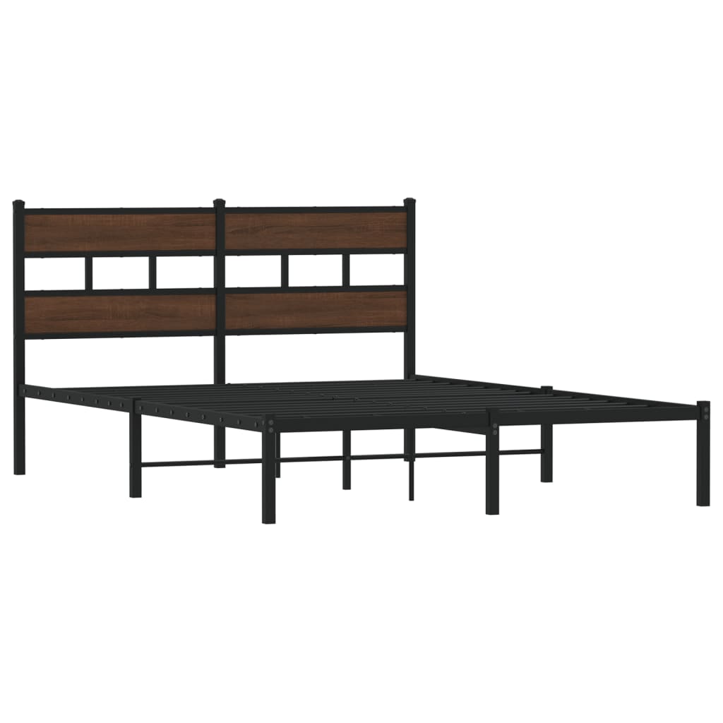 vidaXL Bed Frame without Mattress with Headboard Brown Oak 140x200 cm