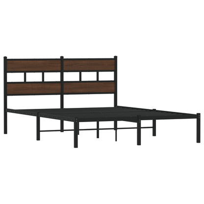 vidaXL Bed Frame without Mattress with Headboard Brown Oak 140x200 cm